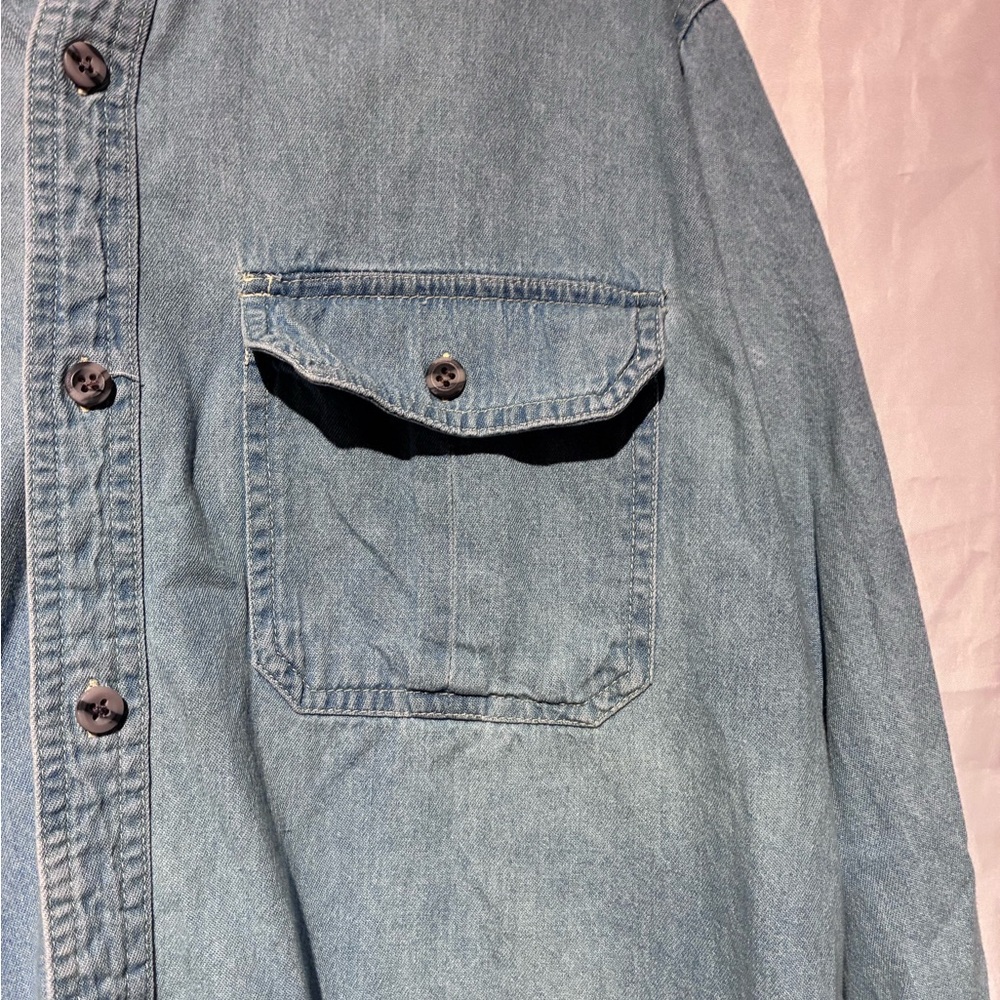 Men's Casual Blue Button Down Shirt XL vintage - Picture 3 of 12